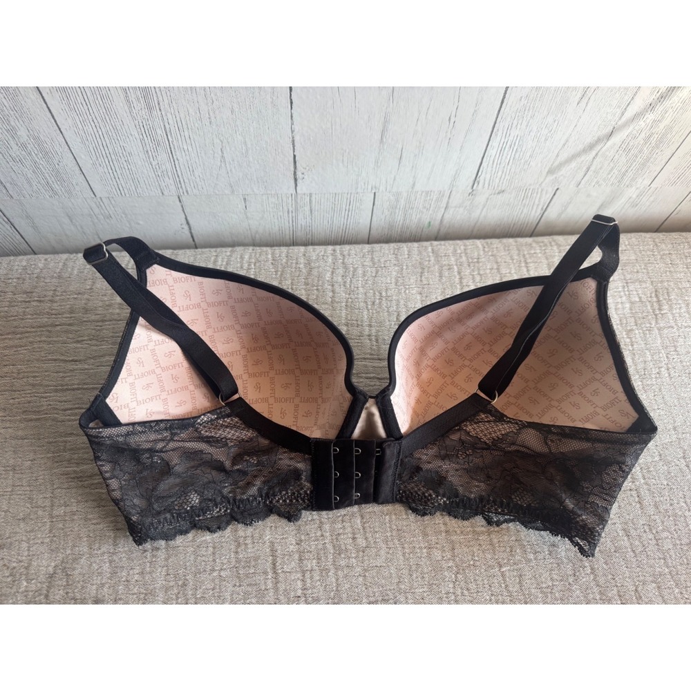 Victorias Secret BioFit Demi Uplift Bra Black Lace Nude 36DD - Picture 2 of 4